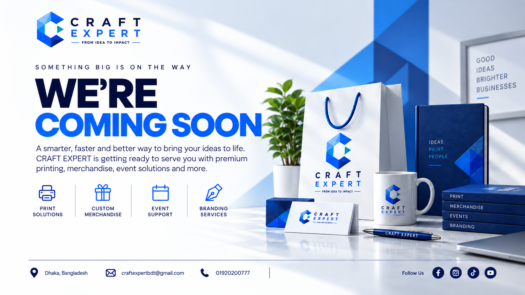 CRAFT EXPERT coming soon: premium printing, merchandise, event support and branding services.